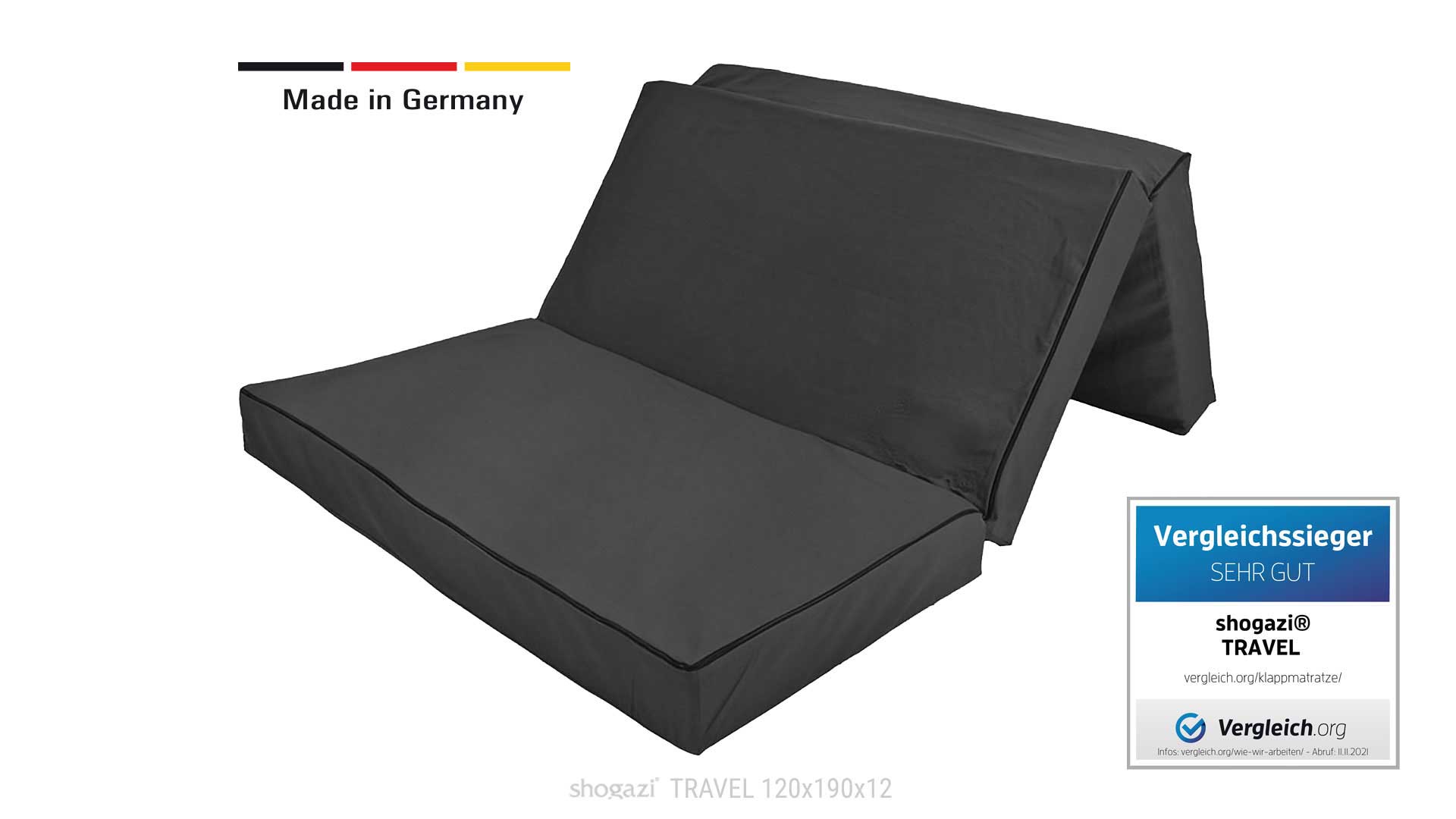 Klappmatratze TRAVEL 120x190 cm zu Sitzgelegenheit modifizieren | Made in Germany