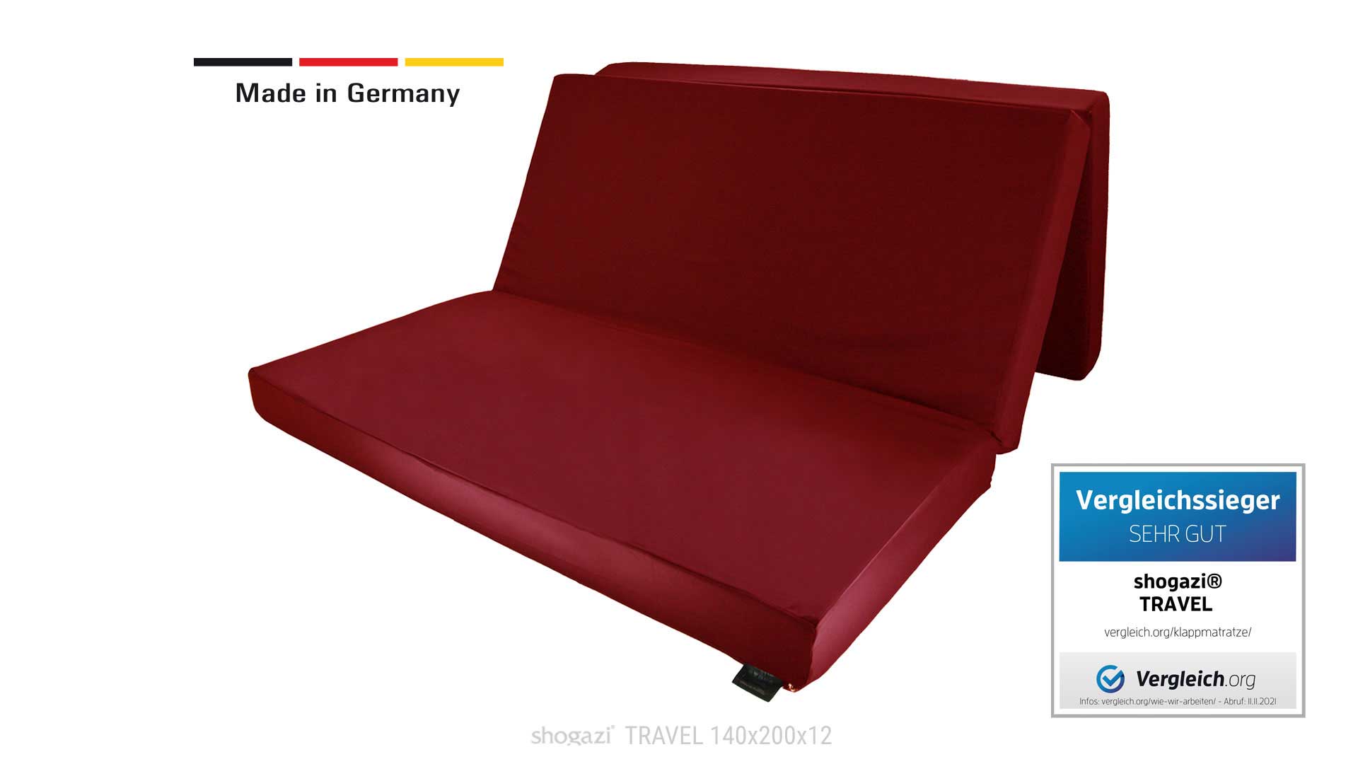 Reisematraze shogazi TRAVEL 120x200cm in rot