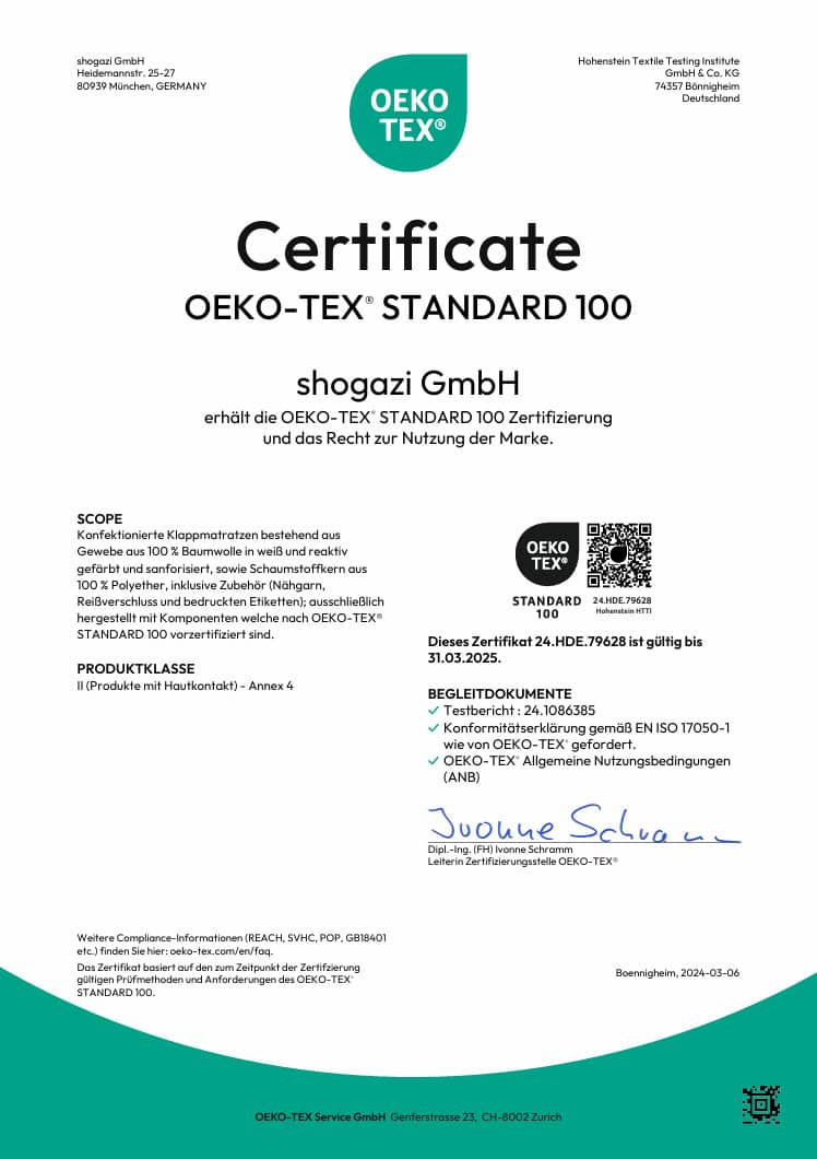 Öko-Tex Standard 100 Certificate