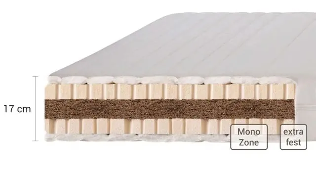 Futonmatratze DUO MAX im Querschnitt mit Naturlatex und Kokos