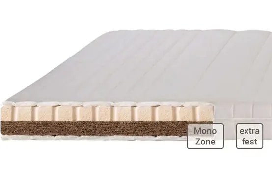 Futonmatratze MAX im Querschnitt mit Naturlatex und latexiertem Kokos