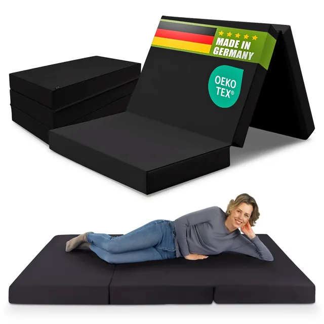 Klappmatratze von shogazi® aufgeklappt und zusammengeklappt