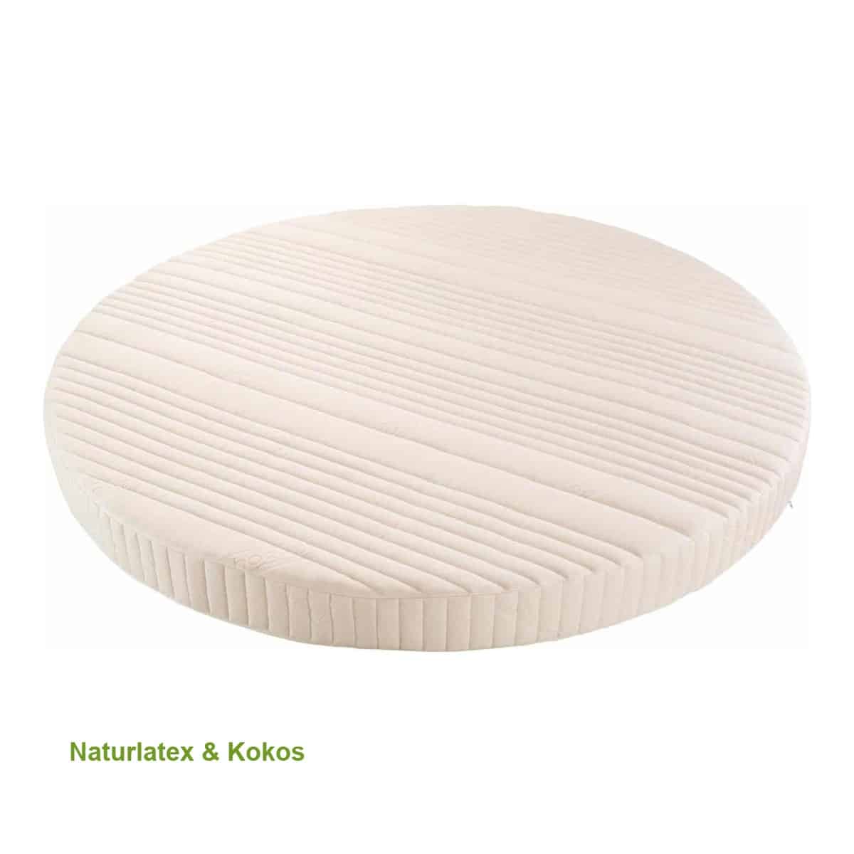Runde Matratze DUO MAX mit Sandwichkern aus Naturlatex und Kokos