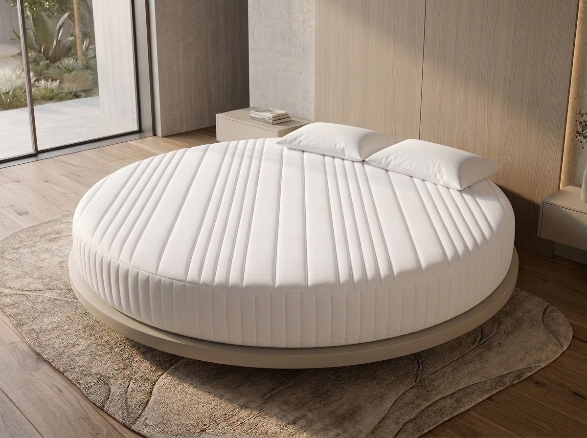 Runde Matratze LORDANA der shogazi® Manufaktur München – Maßanfertigung von 140 bis 280 cm Durchmesser mit Tencel-Bezug